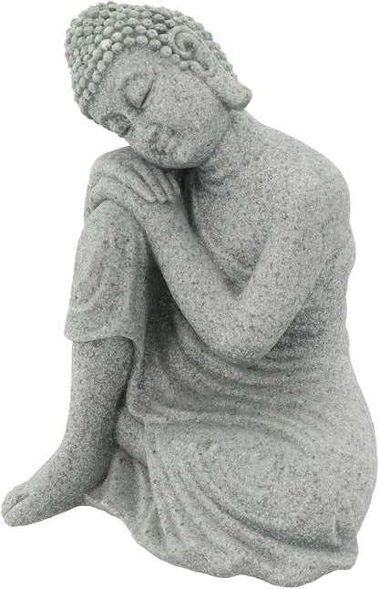 Buddha Garden Statue Sandstone Resin Effect Outdoor and Indoor Yoga Decor for Lawn and Home Weather Resistant for SCULPTURE for Tranquil Zen Landscape Enhancements(S)