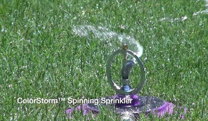 Dramm ColorStorm Spinning Sprinkler with Heavy Duty Stationary Base , Works with Low PSI of 20 or More, Perfect for Well Systems, Berry, Covers 38 Sq Feet