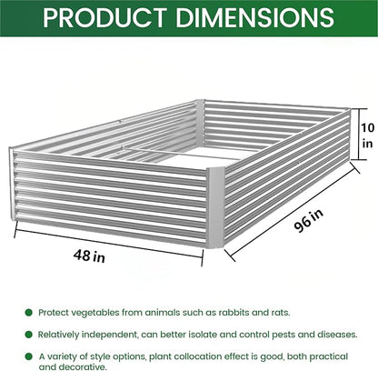 3pcs 8x4ft Galvanized Raised Garden Bed Outdoor,Above Ground Garden Bed for Vegetable,Metal Raised Beds for Flower,Steel Raised Beds for Gardening