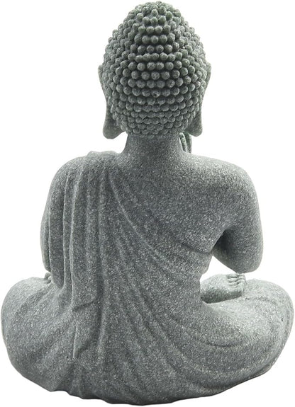 Garden Buddha Resin Stone Statue for Outdoor and Indoor Zen Decor Sandstone Effect Lawn Ornament for Home and Garden Landscaping or Meditation Space(C)