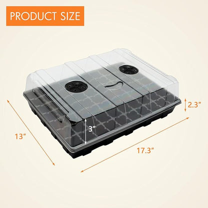 Gardzen Seed Starter Tray, 5 Pack Smiling Face Plant Germination Trays with Total 350-Cell, Seed Starter Kit with Humidity Vented Domes and Bases for Starting Vegetable Herb Seeds 18" x 14", Black