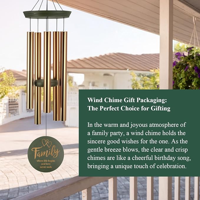 ASTARIN Wind Chimes for Outside, Large Outdoor Windchimes with Engraved Tree of Life, Premium Tuned Metal Chimes for Mother/Grandma, Home & Garden Decor with Soothing Tone