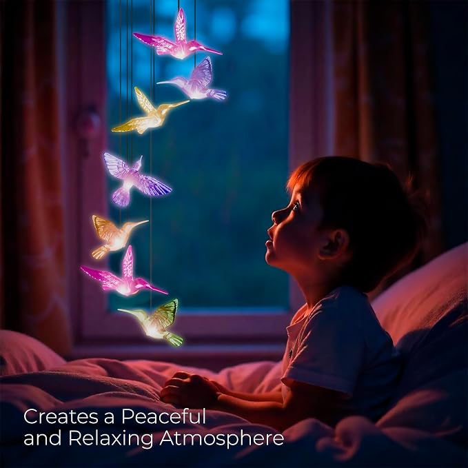 Upblend Outdoors Hummingbird Solar Hanging Decoration for Outside – Color Changing LED Decoration for Outside, Solar Decor Outdoor Waterproof – Hummingbird, Light Blue