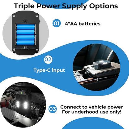 Ultrasonic Repellent Mouse for Cart- Under Hood Battery & Plug-in Powered Device, Repels Rodent, Mice, Rats & Squirrels from Vehicle Engine, Garage, Attic, Barn, Shed, Indoor & Outdoor, 2PACK