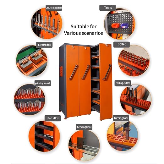 CAT/BT40 Large Capacity CNC Tool Storage Cabinet, CNC Tool Holder Vertical Drawer Cabinet for Warehouse Workshop Factory Garage Machining Centers