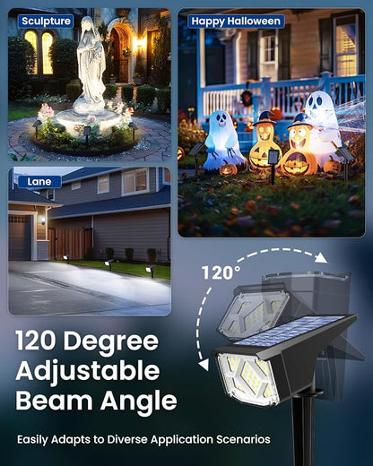 SOLPEX Solar Spot Lights Outdoor Waterproof IP65, Landscape Spotlights Outdoor, Compact Design Spot Lights, Solar Powered Flood Lights for Garden Yard House Pathway Tree Outside, 12 Pack, Cool White