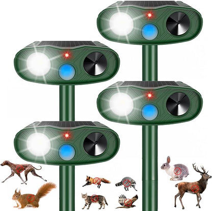 Sonic Fortress Pro Deer Repellent Devices, Solar Ultrasonic Racoon Squirrel Repellent Outdoor IP65 Motion Activated Animal Repeller Cat Deterrent Light to Scare Rabbit Dog Skunk Out of Garden Yard(4)