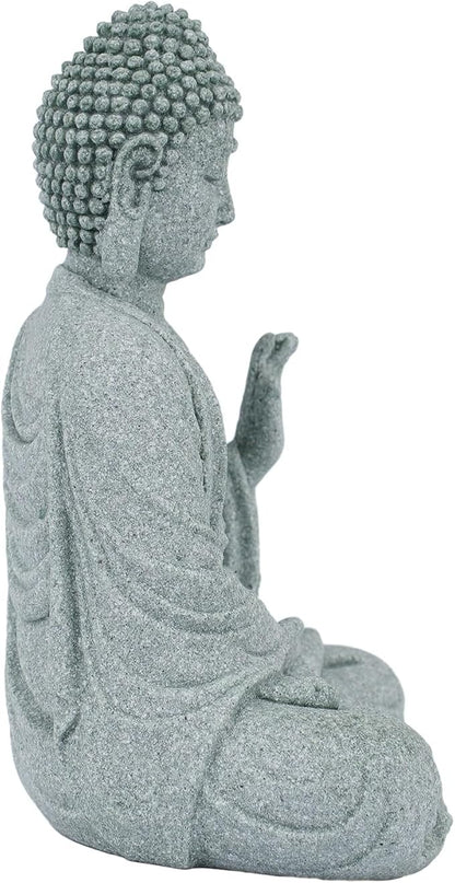 Garden Buddha Resin Stone Statue for Outdoor and Indoor Zen Decor Sandstone Effect Lawn Ornament for Home and Garden Landscaping or Meditation Space(A)