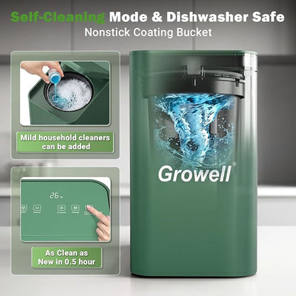 Growell Electric Composter for Kitchen, 3.2L Smart Odorless Compost Bin, Low Noise & Odorless, Indoor Countertop Food Waste Composter with LED Display, One-Touch Operation, Auto-Cleaning, EC04 (Green)