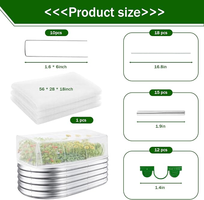 Garden Netting Cover for Raised Bed with Garden Frame Hoop 4X2FT | Mesh Bird Netting, Raised Bed Cover, Drawstring and Frame, Protecting Vegetables Fruits Flowers, Patio, Greenhouse, Orchard