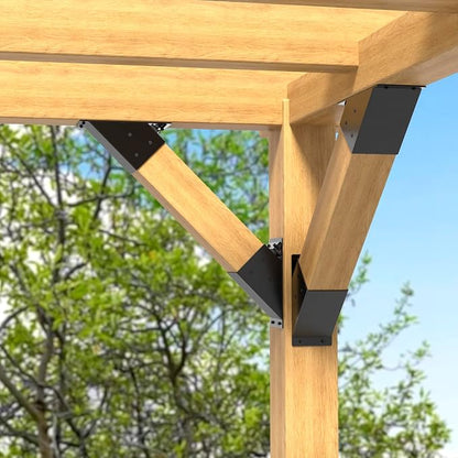 8 Pcs Pergola Brackets, 45-Degree Angle Bracket, Fit for 4''x4'' Wood Posts, Specially for Reinforcing Pergolas and Gazebos Garages, Tree Houses, Patios, Lawns, Cabins, Yards,…