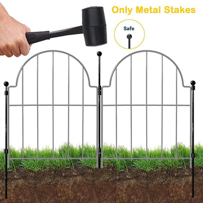 Blingluck Decorative Garden Fence Stakes 3 Pack Without Fence Panels, Total 17in(H) No Dig Animal Barrier, Garden Border Edging Flower Outdoor Fences for Landscape Specialized Accessories