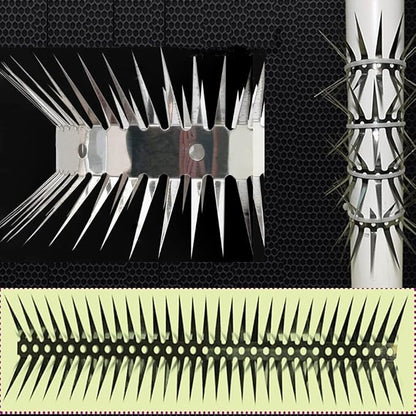 Animal Repeller Defender, Stainless Steel Sharp Blade Spikes Scarer Device,Deterrent Strips Fence for Pipes Acces and Climb (49.2 Feet)