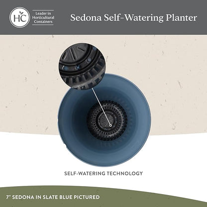 The HC Companies 12 Inch Sedona Round Self Watering Planter Pots, Lightweight UV-Resistant Plastic Indoor & Outdoor Planters, 2-Pack Flower Pots for Garden & Home Decor, Clay