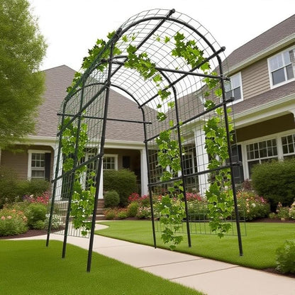 Garden Arch Trellis, 7.5FT Extra Tall Polyethylene-Coated Stainless Steel Garden Trellis for Climbing Plants, Vegetables, Flowers, Outdoor Pergola Arbor Wedding Party Decoration, Cucumber Trellis, Gar