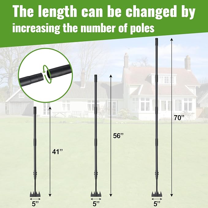 Weeding Rake Long Handle,70 Inch Manual Weeder Tool for Weeding Loosening Soil Cultivating Heavy Duty Metal 4 Teeth Weed Puller Tool for Backyard, Lawn, Garden Beds