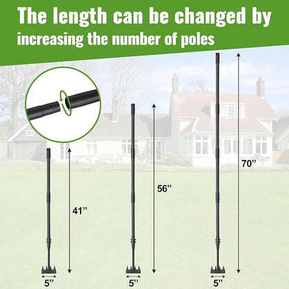 Weeding Rake Long Handle,70 Inch Manual Weeder Tool for Weeding Loosening Soil Cultivating Heavy Duty Metal 4 Teeth Weed Puller Tool for Backyard, Lawn, Garden Beds