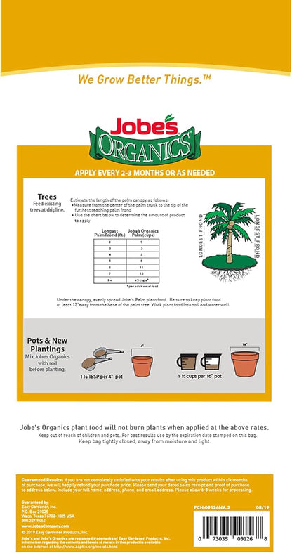 Jobe’s Organics Granular Fertilizer, Organic Fertilizer for Palm Trees and Plants, 4 lbs Bag (Pack of 6)