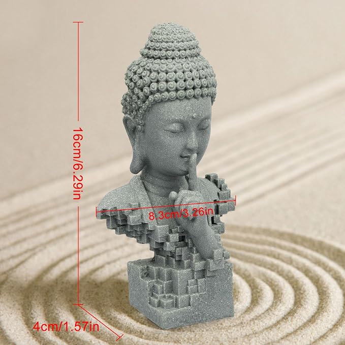 Meditating Buddha Zen Sculpture, Large Resin Desk Statue for Indoor Decor, Zen Meditation Figurine for Home Altar, Yoga Room, Peaceful Space