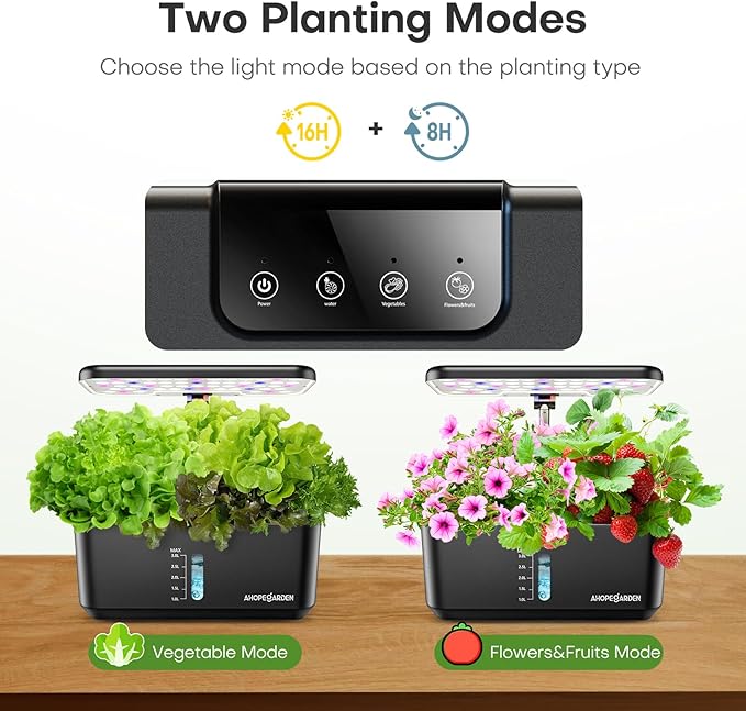 Ahopegarden Indoor Garden Hydroponics Growing System: 10 Pods Plant Germination Kit Herb Vegetable Growth Lamp Countertop with LED Grow Light - Hydrophonic Planter Grower Harvest Lettuce