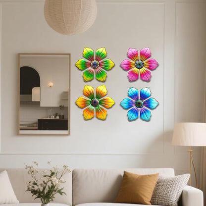 LWINGFLYER 4PCS Metal Butterfly Wall Decor Butterflies for Garden Wall Art Decoration for Fence Patio Accents Balcony Features Beautify Backyards Gardens Porch Living Areas (Flower)