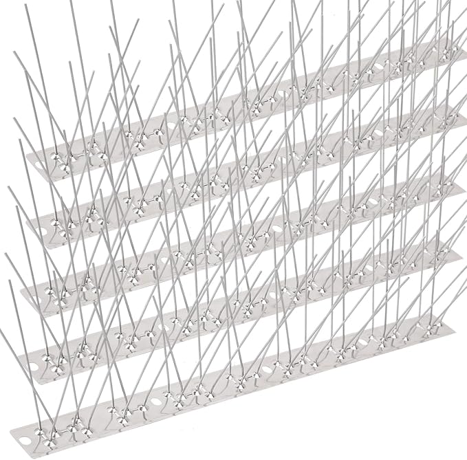 Bird Spikes for Pigeons Small Birds 100ft Stainless Steel Bird Spikes for Outside to Keep Birds Away for Critter Pricker Woodpecker Cat with Uninstalled Pins