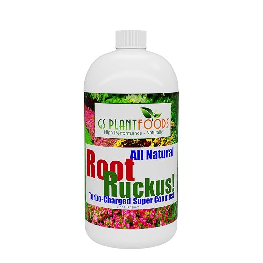 GS Plant Foods Root Ruckus Compost Fertilizer Organic Plant Food - Turbo Charged Compost for Plants - Humic Acid & Sea Kelp Nutritional Root Supplement for Lawns, Soil, Shrubs & Vegetables - 32 Oz