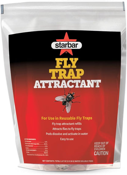 Starbar Fly Trap Attractant Refills, 8 Water-Soluble Pods for Fly Traps