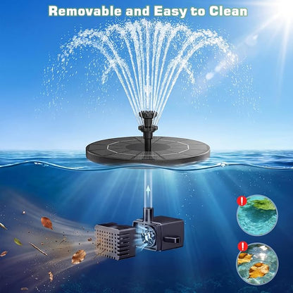 AISITIN Solar Fountain with 3.5 W Solar Panel, Solar Fountain for Bird Bath 1500 mAh Battery - 6 Effects for Pool, Fish Pond, Bird Bath, Garden