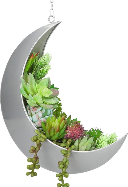 Hanging Moon Planter for Moon Room Decor - Great for Succulents, Air Plant, Mini Cactus, Faux, Artificial Plants-Boho Hanging Planters for Indoor Plants, Witchy Gifts for Women, Birthdays,Plant Lovers