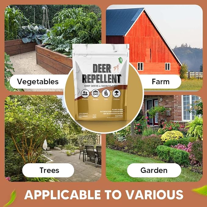 Deer Repellent for Plants, Rabbit Repellent Outdoor, Deer and Rabbit Repellent for Plants, Garden, Trees, Deer Away Safe for People, Pets and Plants, Lasts Up to 60 Days 8 Packs