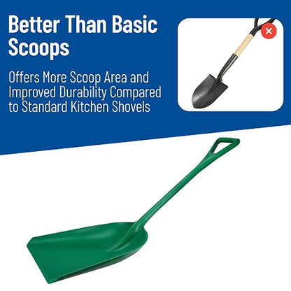 SPARTA Polypropylene Sanitary Shovel, One-Piece Food Handling Scoop, Commercial Kitchen and Bulk Ingredient Transfer Tool, 13.75" x 16.5" Scoop, Green