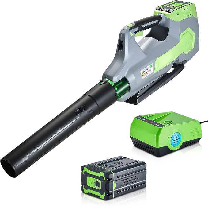 VEVOR 60V Cordless Leaf Blower with Brushless Motor, 650 CFM/125 MPH, Battery Powered Electric Leaf Blowers for Lawn Care with 5Ah Battery and Fast Charger, 3 Speed Control