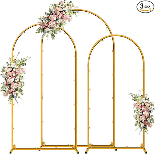 Metal Arch Backdrop Stand Set of 3 Wedding Arch Stand 7.2FT & 6.6FT & 6FT Arched Backdrop Frame for for Wedding Ceremony Baby Shower Birthday Party Graduation Ceremony Decoration