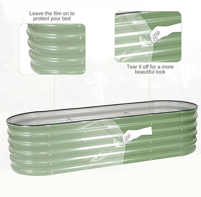 Galvanized Raised Garden Bed Outdoor- Raised Beds for Gardening| Metal Planter Box, Steel Raised Garden Bed Kit with Safety Edging and Gloves for Vegetables, Flower, Herbs (6x2x1.4FT, Green)