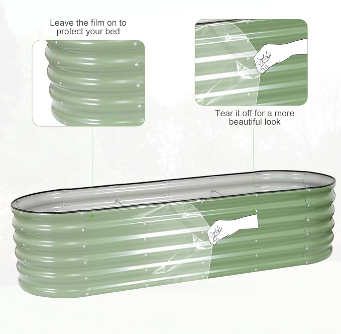 Galvanized Raised Garden Bed Outdoor- 2 Pcs Raised Beds for Gardening| Metal Planter Box, Steel Raised Garden Bed Kit with Gloves for Vegetables, Flower, Herbs (6x2x1.4FT, Green)