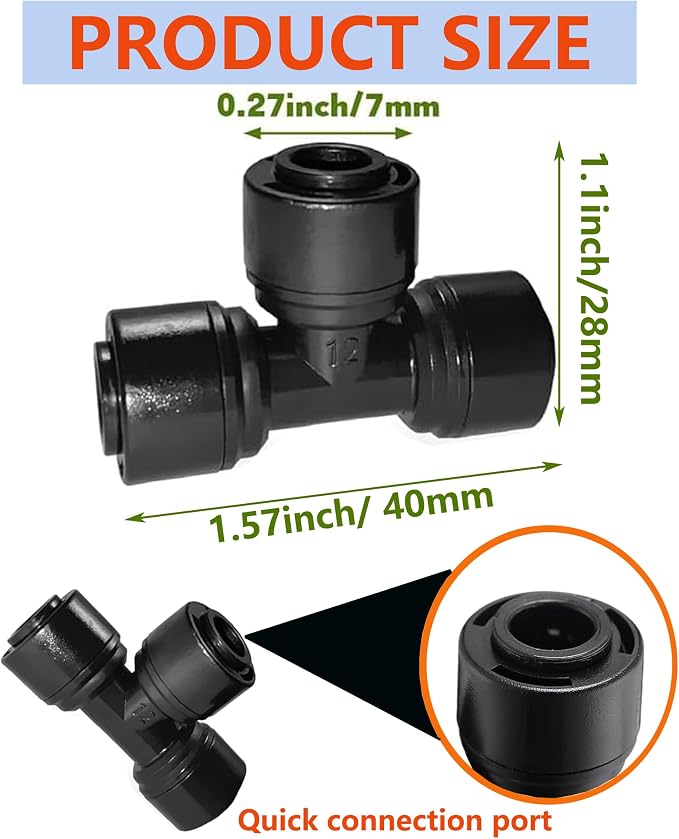 15Pack Quick Connect 1/4 "Drip Tee Connector | Black Quick Connect Drip Tee Fittings,Leak-Free Design,Fits 1/4" (6.35mm) Tubing for Lawn Garden Sprinkler Systems