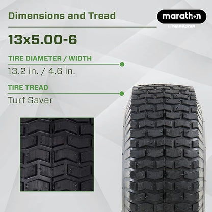 Marathon 20336 13x5.00-6" Pneumatic Tire and Wheel Assembly, Replacement Lawn Mower Tire