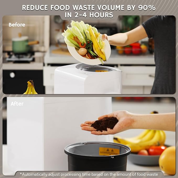 Airthereal Revive R500 Electric Kitchen Composter, SHARKSDEN® Tri-Blade, Pearl White
