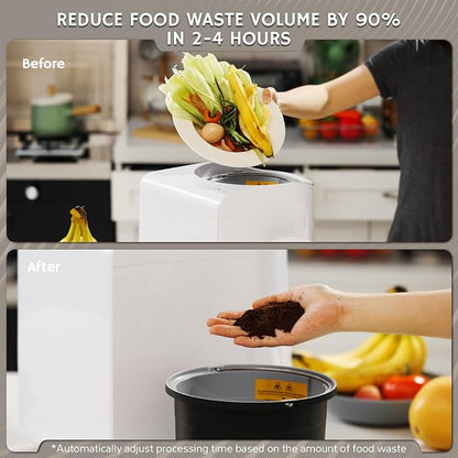 Airthereal Revive R500 Electric Kitchen Composter, SHARKSDEN® Tri-Blade, Pearl White
