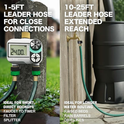 Garden Hose Leakproof for Gardener: 1/2” PVC Water Hoses with GHT Fittings - 2 FT No Kink and Flexible for Outdoor | Compact Close Reach For Home Gardeners Watering Patio Planters, Garden Beds And Hose Reel Setups