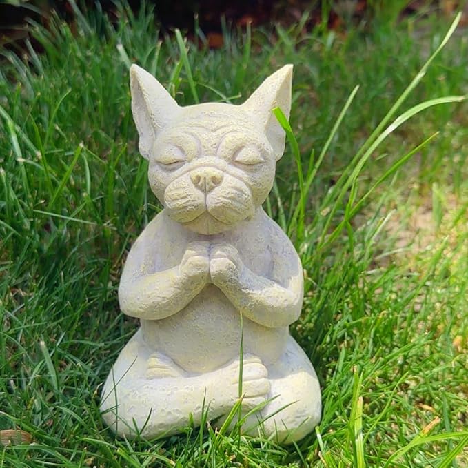 Meditating Dog Statue Buddha - Dog Statue Zen Yoga Relaxed Pose Buddha Meditation Figurine for Flower Beds Indoor Outdoor Lawn Garden Decor Sculpture Home Furnishings