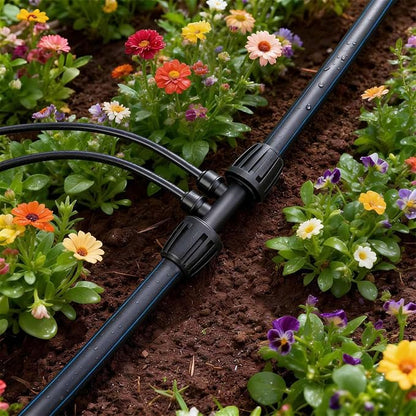 RedChili 8 Pcs Quick Connect 1/2" to 1/4" Drip Irrigation Fittings, Dripline 1/2 Inch (1/2" ID x0.6-0.65" OD) To 1/4 Inch Reducing Tee Adapter Drip Tubing 1/2" to 1/4" Irrigation 4 Way Connectors
