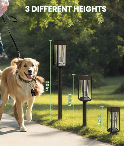 BITPOTT Solar Lights Outdoor Pathway, 4 Pack 2-in-1 Warm&Cool, Bright Solar Path Lights Waterproof IP65, Solar Outside Light Auto On/Off, Long Lasting Light for Yard, Patio, Garden, Landscape Decor