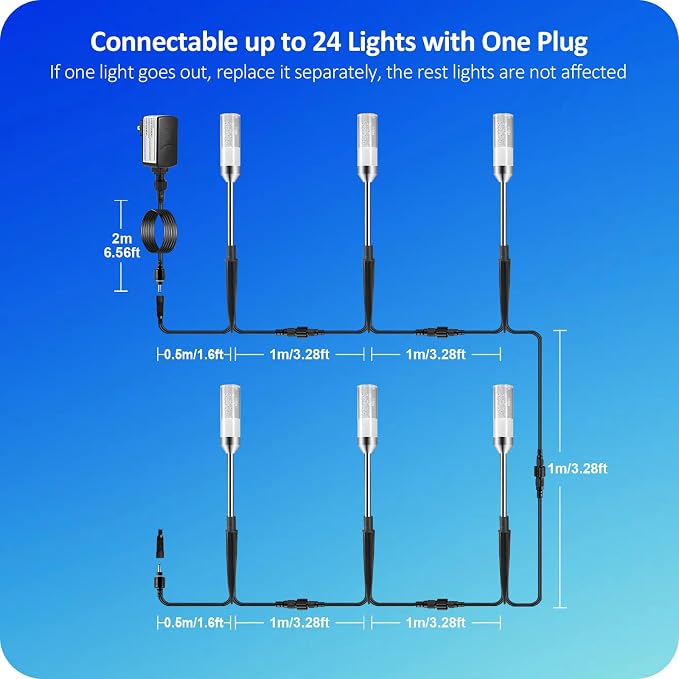 Pathway Lights Outdoor,12V Low Voltage Landscape Lighting, 6 Pack 570 Lumen Bright LED Path Lights, IP65 Waterproof Extendable Garden Lights for Yard Walkway Patio Lawn, 6000K