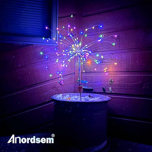 Anordsem Solar Garden Lights Outdoor: Bendable Copper Wire with 120 LED Firework Beads - Colorful Waterproof DIY Fairy Decoration for Yard Pathway Patio - Gifts for Women Mom Homeowners