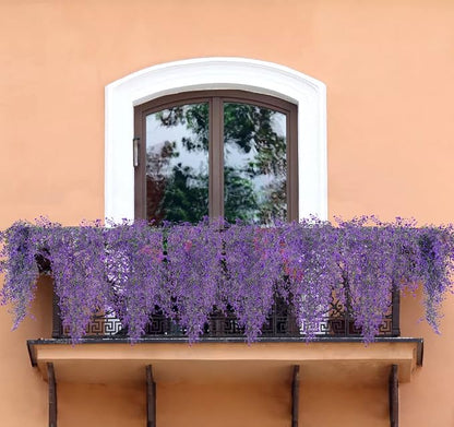 RECUTMS Artificial Hanging Plants Fake Vines Wall Hanging 4Pcs Faux Ferns Leaves Greenery for Summer Spring Home Garden Wedding Arch Graduation Party Indoor Outdoor Decorations(Purple)