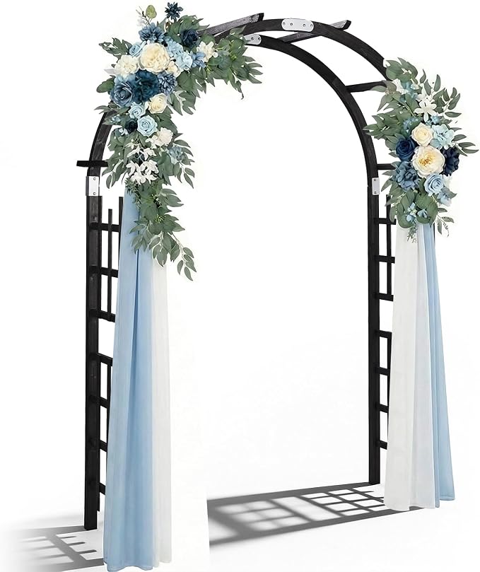 Outvita 7Ft Wooden Garden Arbor Arch, Wood Arbor Trellis, Pergola Archway for Wedding Ceremony Decoration Pergola Plant Climbing Rose Vines Lawn Courtyard Patio Black