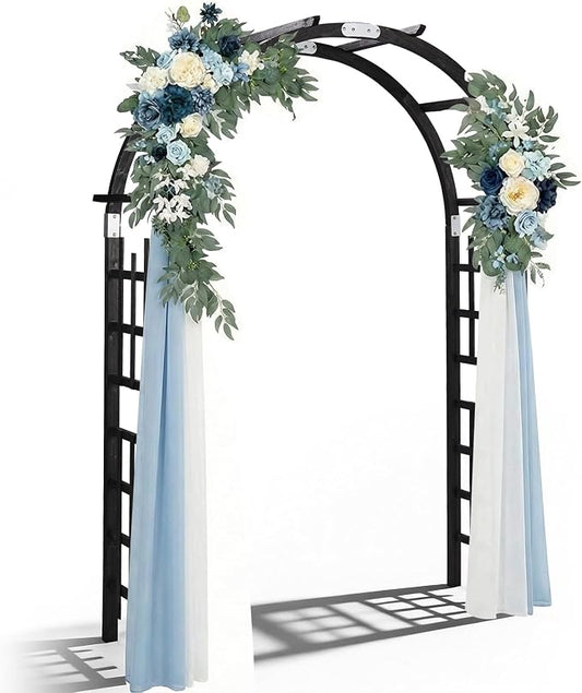 Outvita 7Ft Wooden Garden Arbor Arch, Wood Arbor Trellis, Pergola Archway for Wedding Ceremony Decoration Pergola Plant Climbing Rose Vines Lawn Courtyard Patio Black