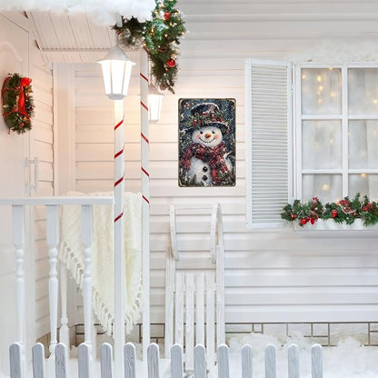 Snowman Sign Funny Winter Metal Sign Snowflakes Aluminum Tin Signs for Home Yard Office Bar Farmhouse Outdoor 12×8 Inch